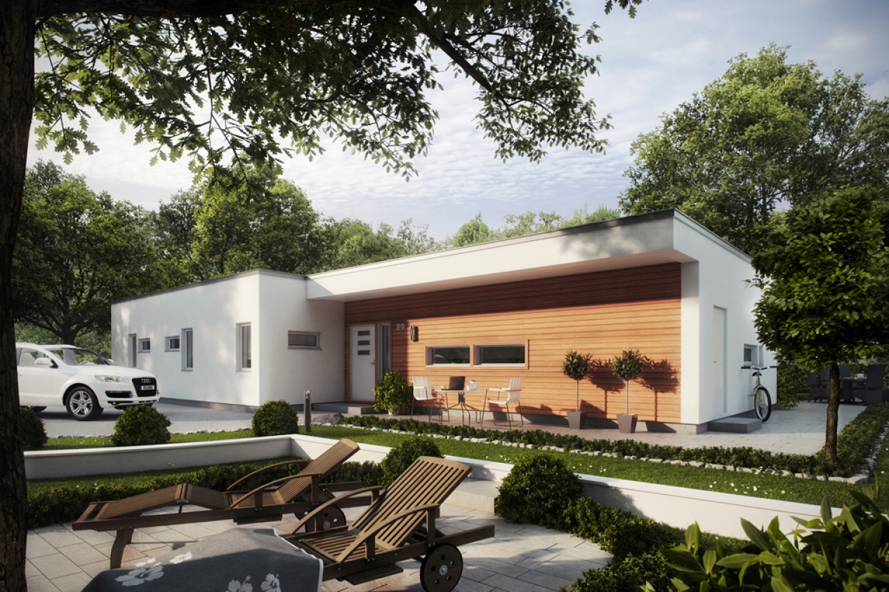 Проект 1 этажного дома из блоков PP-38